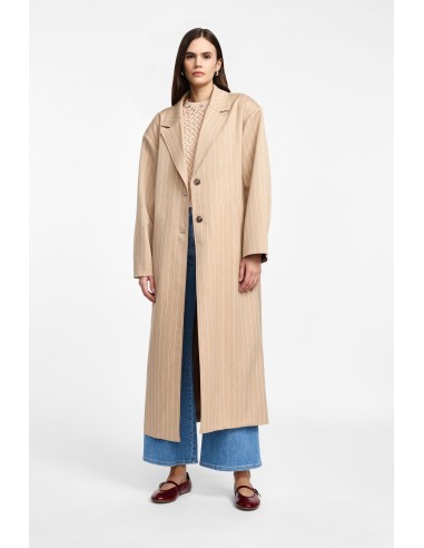 Please trench maxi long Camel a rayures tennis ecrues