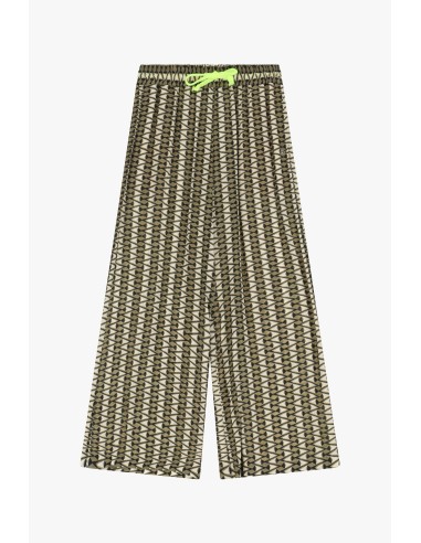 Please Pantalon Large imprimé ecru et vert forme Palazzo