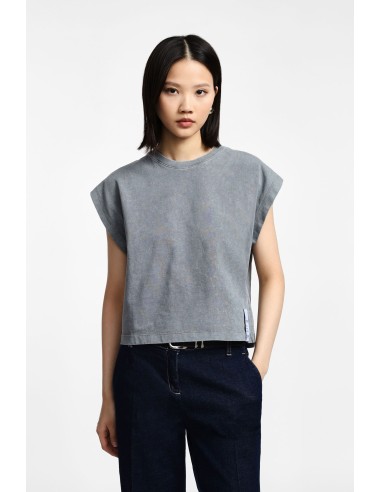 Please Tshirt Femme a manches courtes gris delavé
