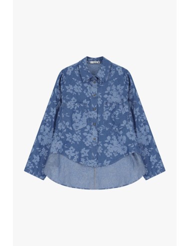 Please Chemisier Ample en denim imprimé floral