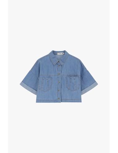 Please Femme veste courte en jean clair