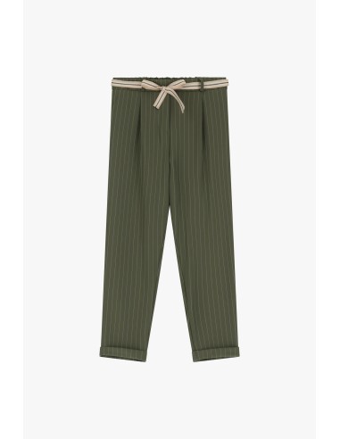 copy of Please Pantalon Fluide en crepe bleu marine rayé