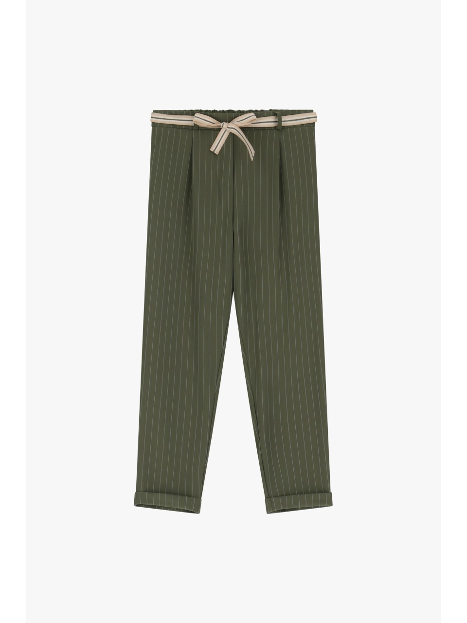Please  Gilet de tailleur en crepe Kaki rayé 2