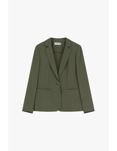 Please  Gilet de tailleur en crepe Kaki rayé