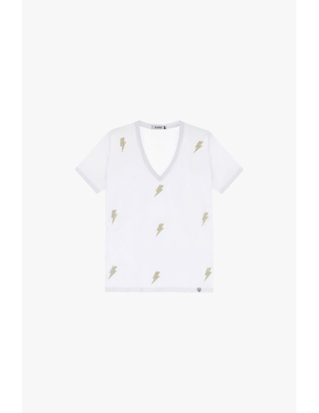 copy of Please Femme t-shirt blanc col V print "Dolce Vita"