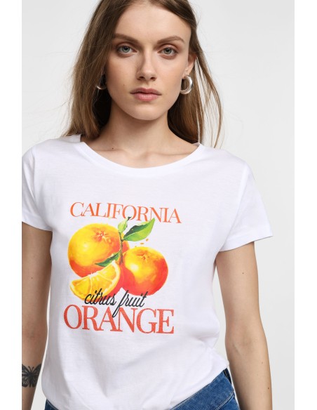 copy of Please Femme t-shirt blanc col V print "Dolce Vita"