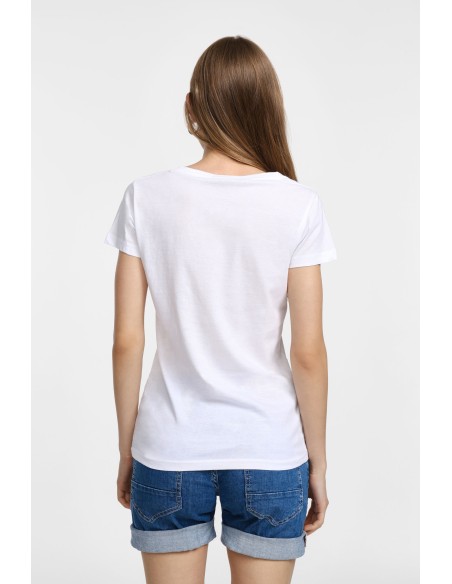 copy of Please Femme t-shirt blanc col V print "Dolce Vita"