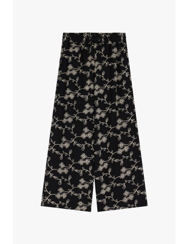 Please Pantalon Large forme Palazzo a broderies