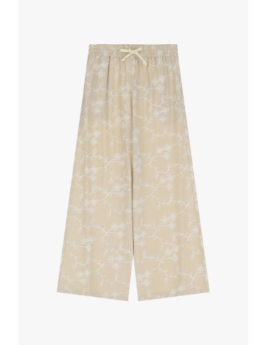 Please Pantalon Large forme Palazzo a broderies