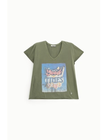 copy of Please tee-shirt col V coloris Rose Peche