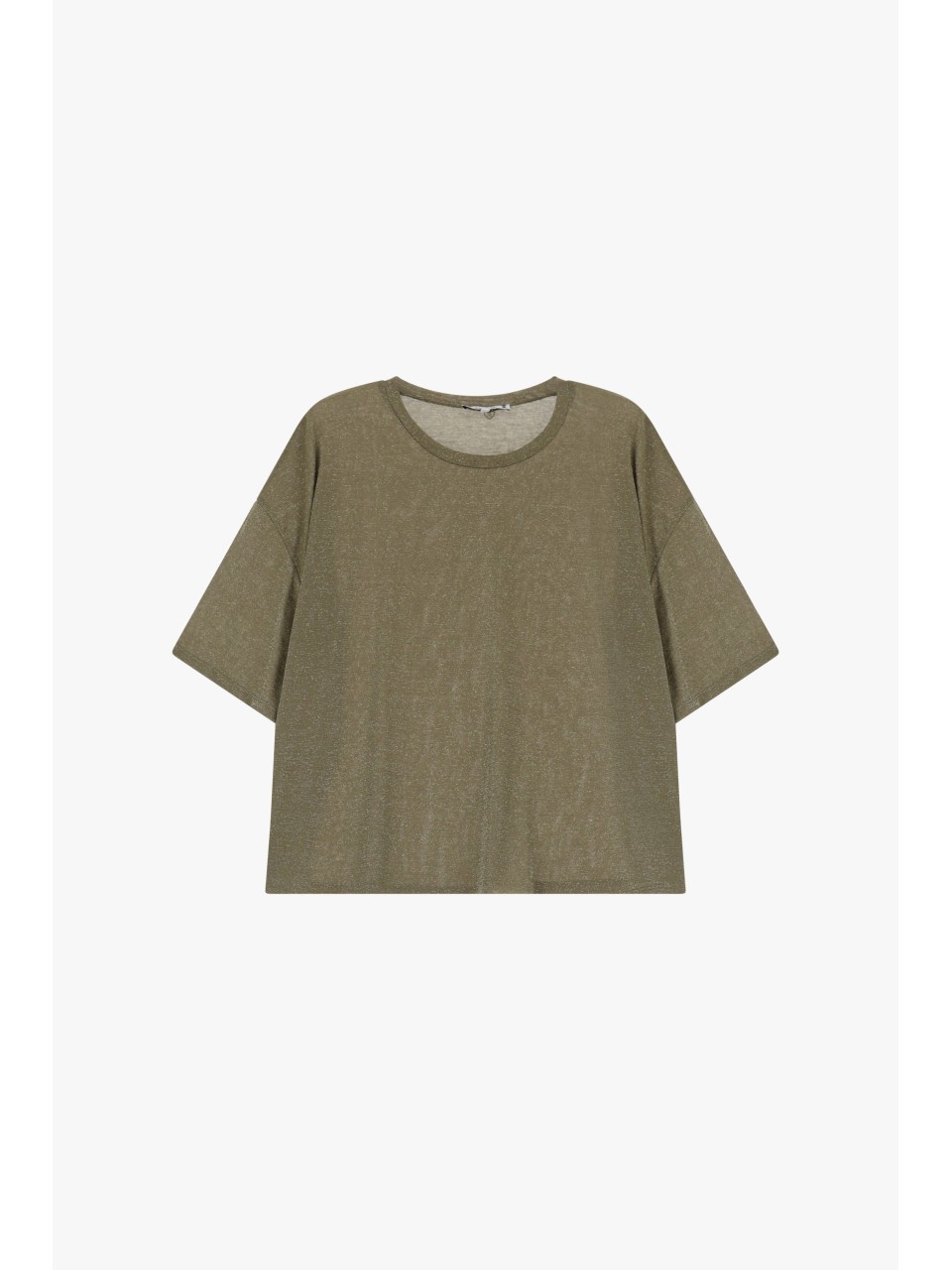Please Femme t-shirt oversize coloris Kaki Pailletté