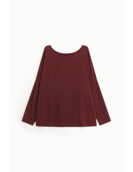 Please Femme t-shirt oversize coloris Bordeaux Pailletté