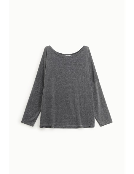 Please Femme t-shirt oversize coloris Argent Pailleté