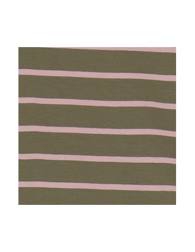 Please Femme tshirt Kaki a rayures rose