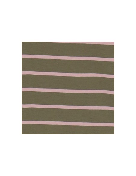 Please Femme tshirt Kaki a rayures rose