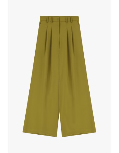 copy of Please Pantalon Kaki à doubles pinces et jambes évasées en crêpe