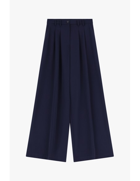 copy of Please Pantalon Kaki à doubles pinces et jambes évasées en crêpe