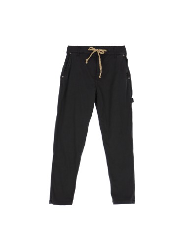 PLEASE FEMME PANTALON CHARPENTIER FORME CAROTTE EN GABARDINE DE COTON COLORIS NERO