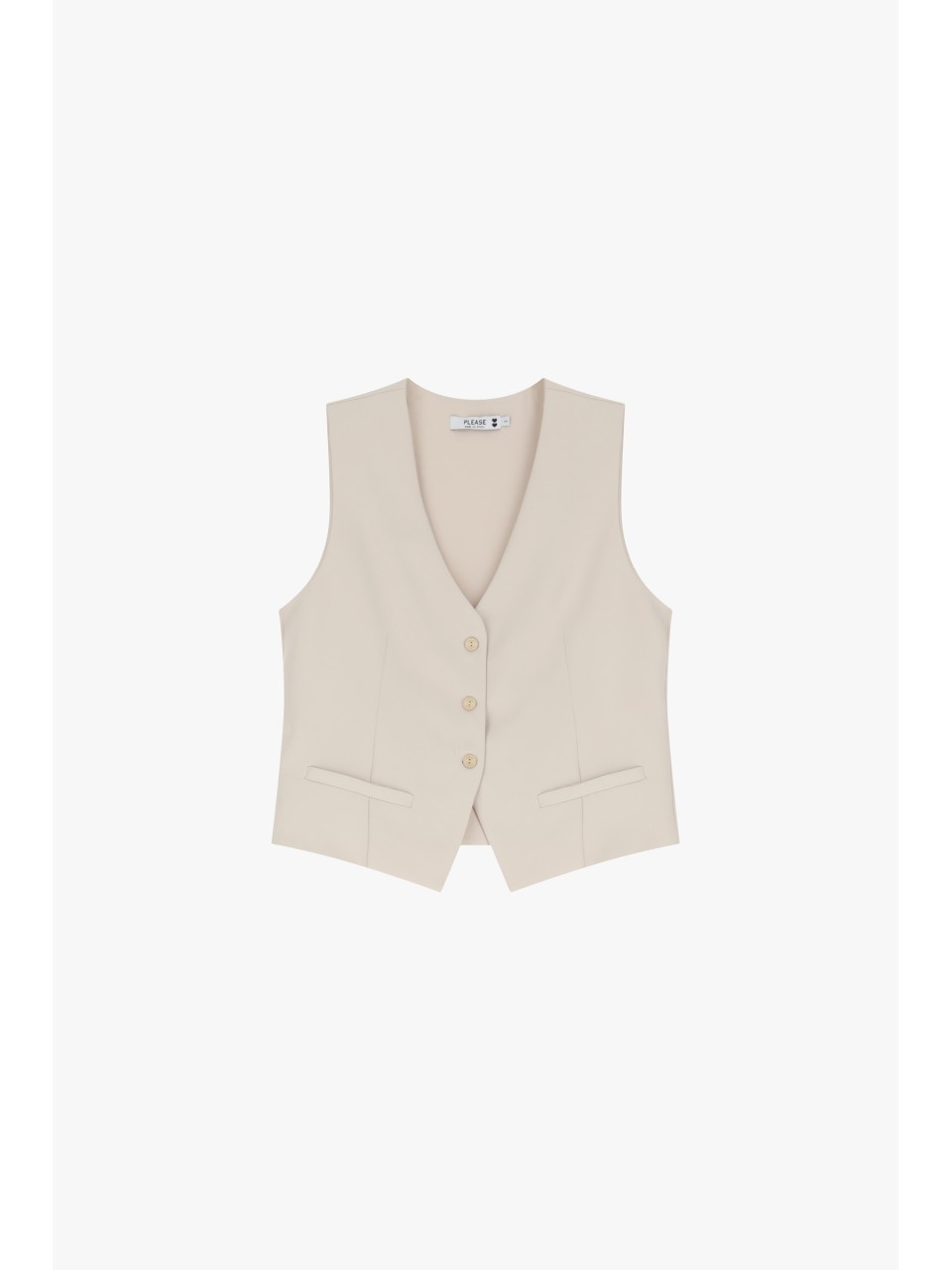 Please  Gilet de tailleur en crepe fluide Ecru