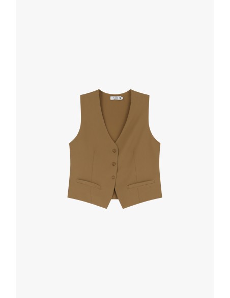 copy of Please  Gilet de tailleur en crepe fluide Rouge