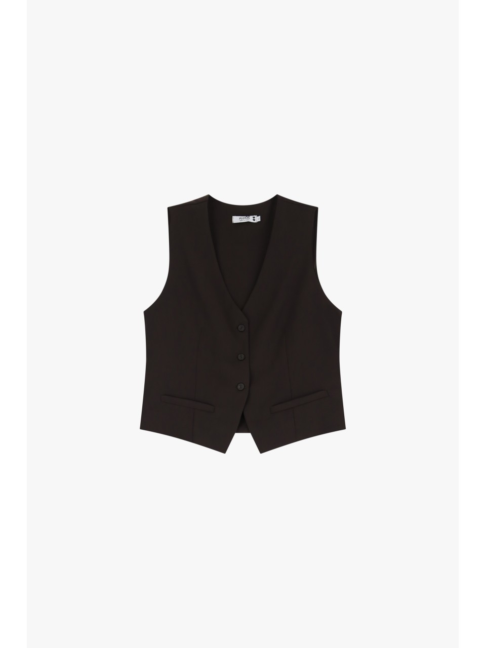 Please  Gilet de tailleur en crepe fluide Chocolat