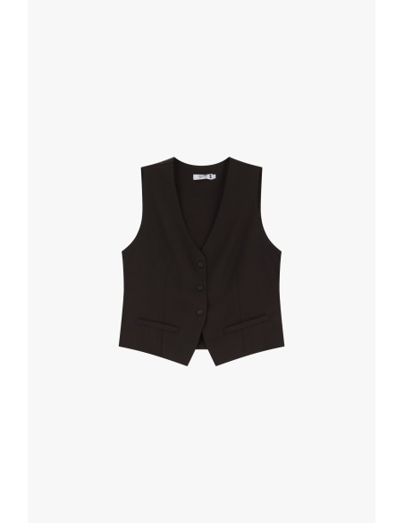 copy of Please  Gilet de tailleur en crepe fluide Rouge