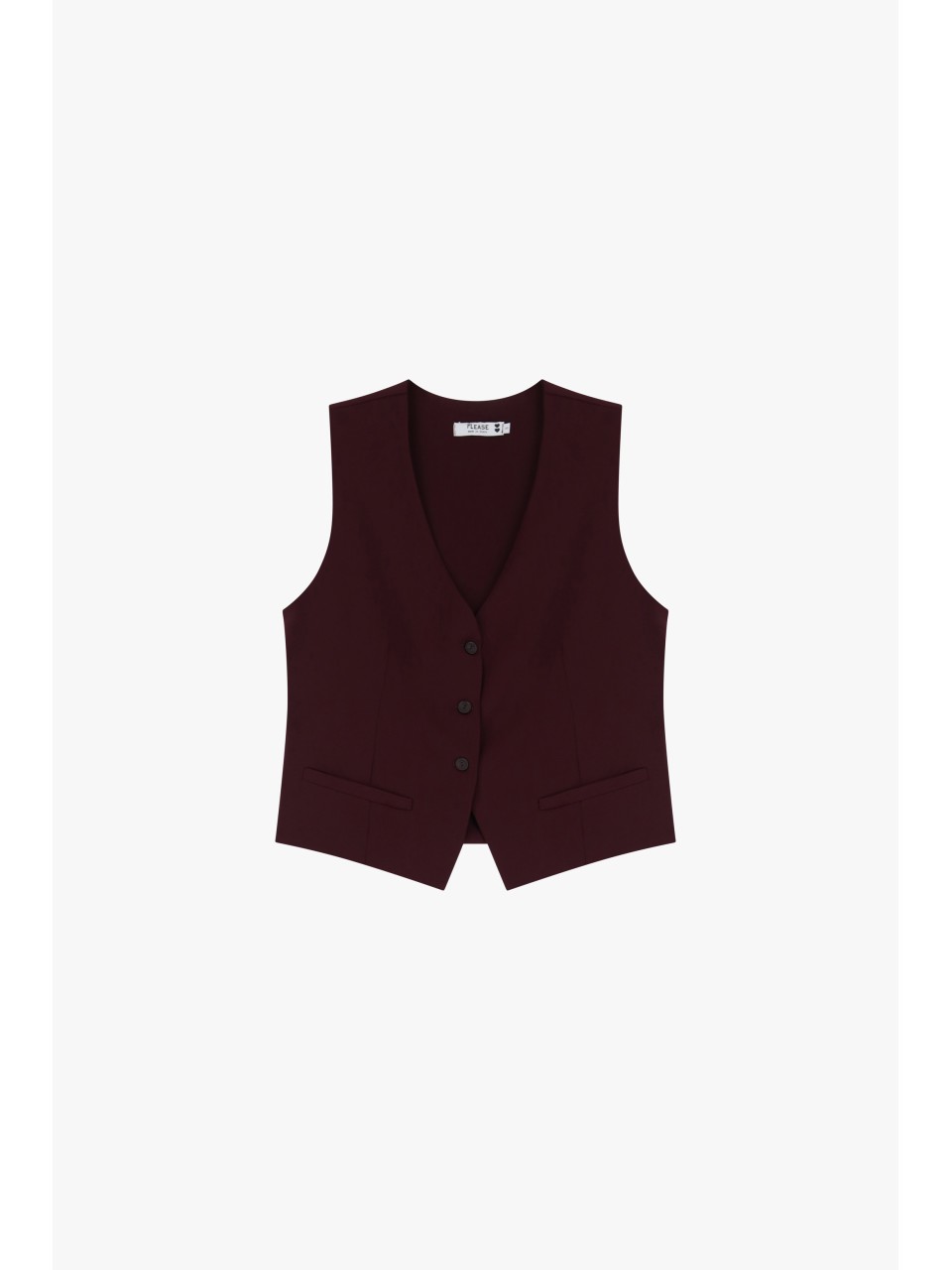 Please  Gilet de tailleur en crepe fluide Bordeaux