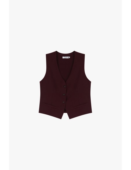 copy of Please  Gilet de tailleur en crepe fluide Rouge