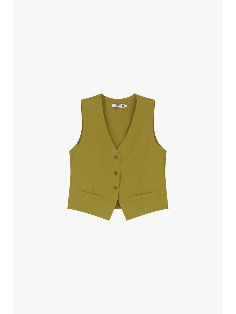 Please  Gilet de tailleur en crepe fluide Moutarde