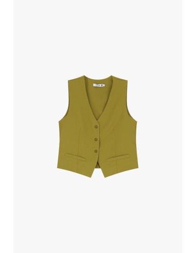 Please  Gilet de tailleur en crepe fluide Moutarde