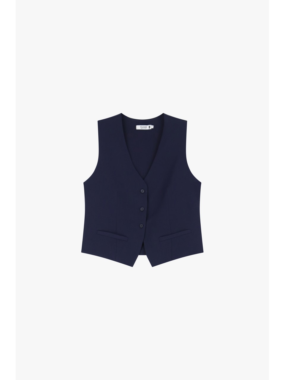 Please  Gilet de tailleur en crepe fluide Bleu Marine