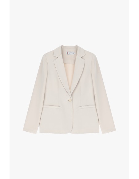Please femme blazer de tailleur en crêpe fluide Ecru