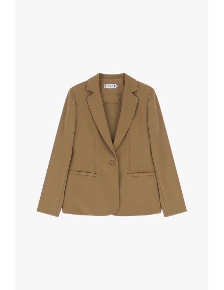 Please femme blazer de tailleur en crêpe fluide Camel