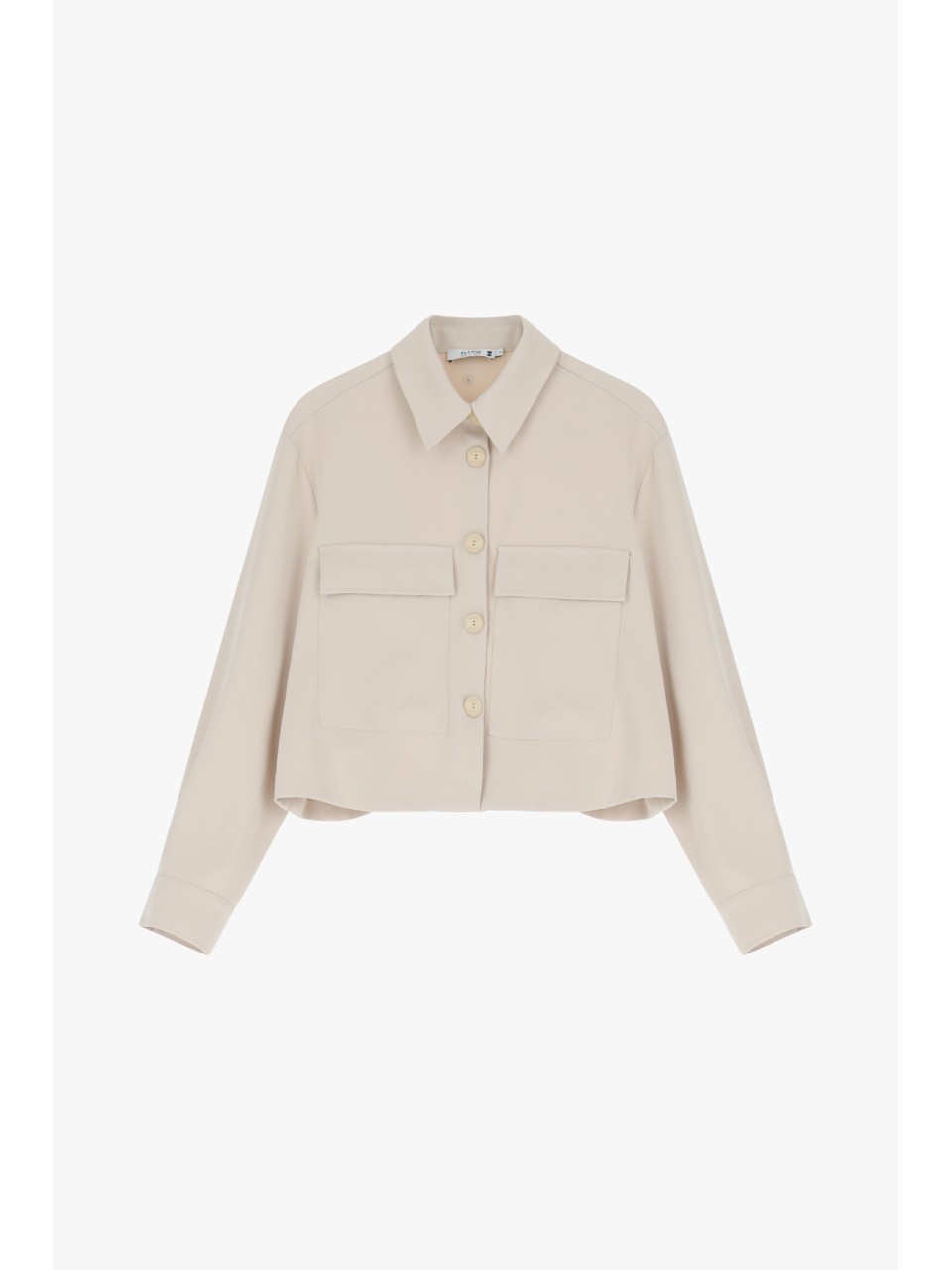 Please Veste courte en crepe fluide Ecru