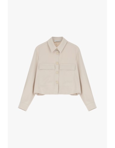 copy of Please Veste courte en crepe fluide Bleu Marine