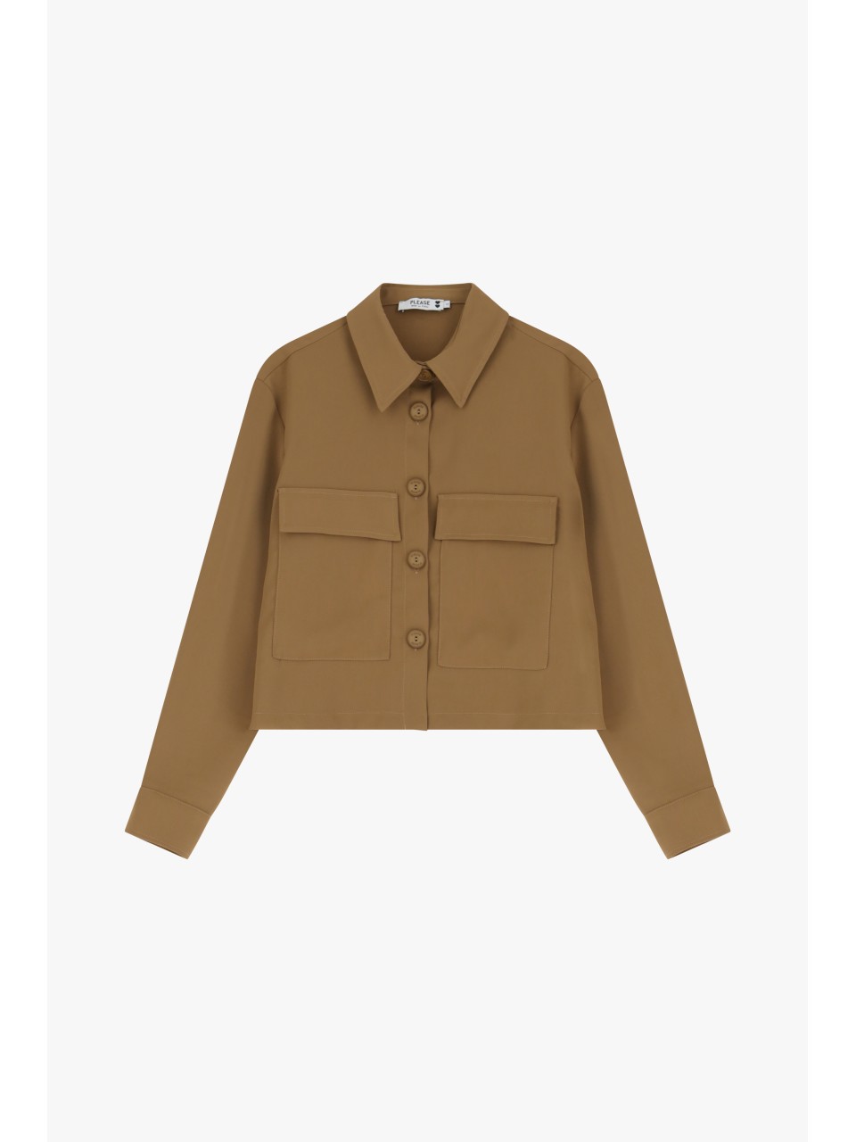 Please Veste courte en crepe fluide Camel