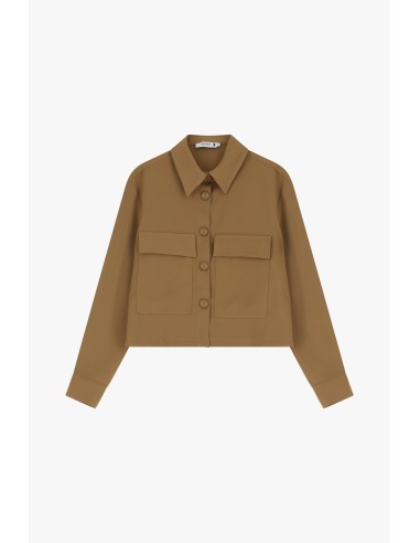 Please Veste courte en crepe fluide Camel