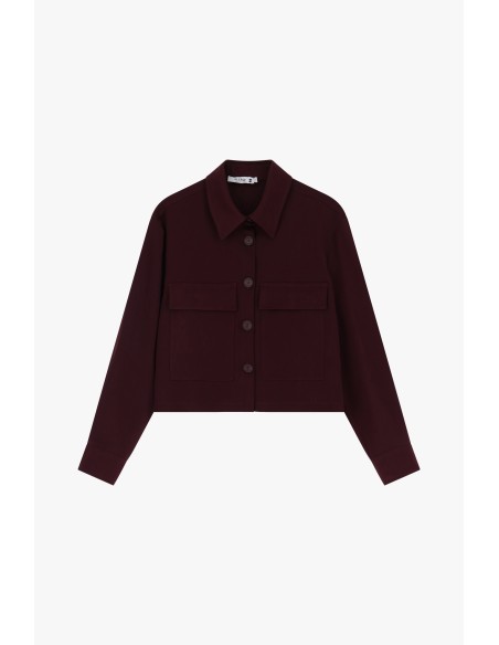 Please Veste courte en crepe fluide Bordeaux