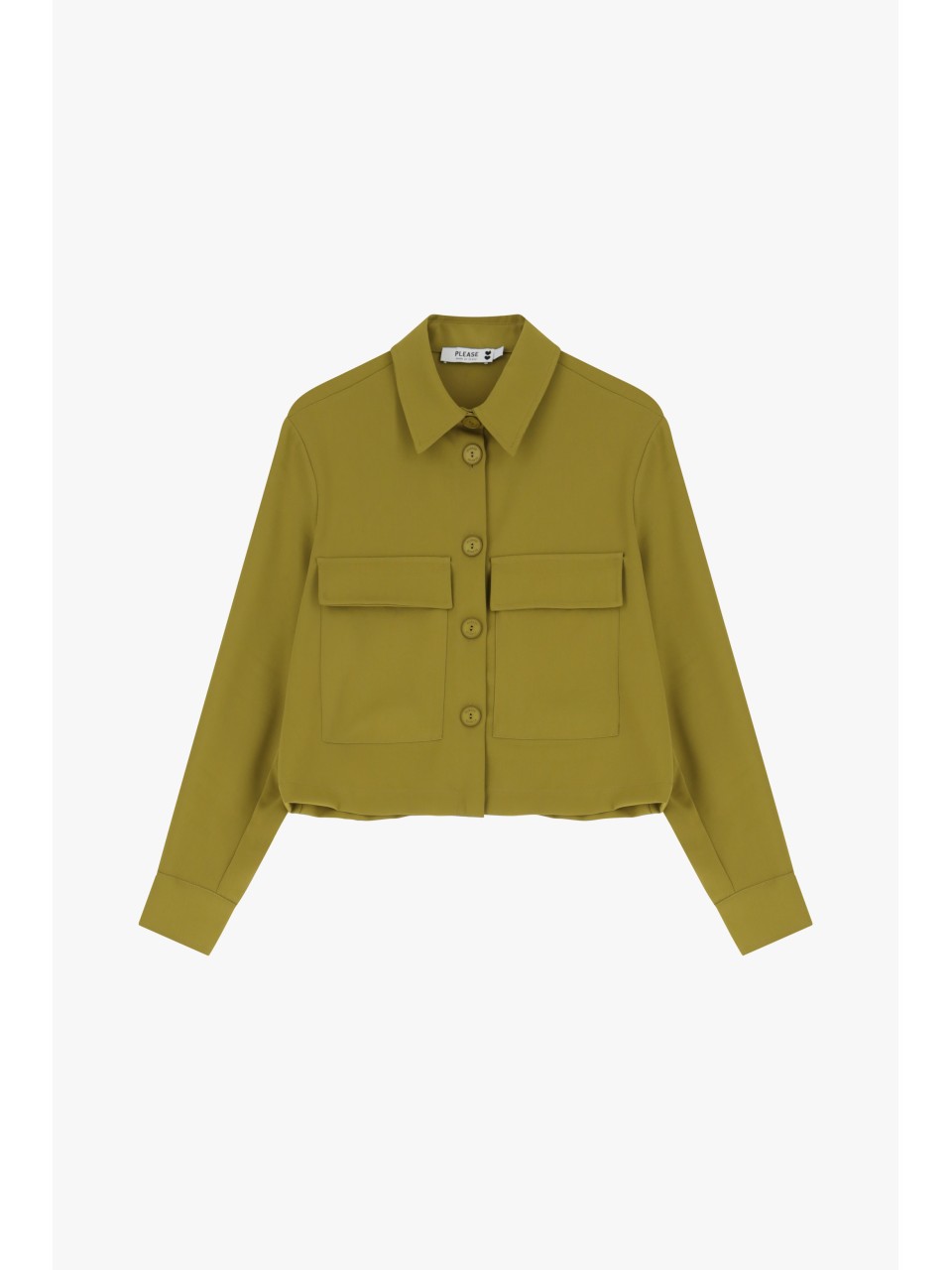 Please Veste courte en crepe fluide Moutarde