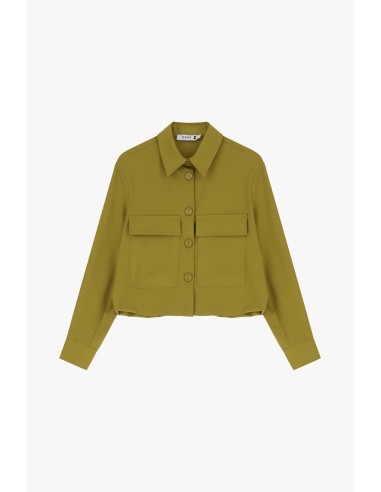 Please Veste courte en crepe fluide Moutarde