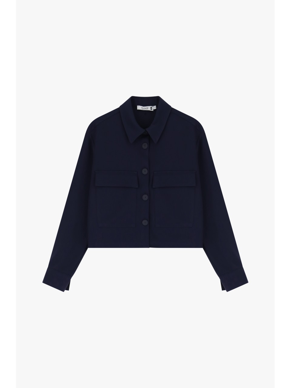Please Veste courte en crepe fluide Bleu Marine