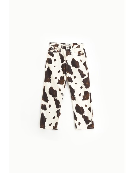 Please jean ecru imprimé vache