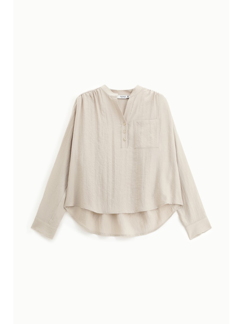 Please Chemisier en satin gauffré coloris Taupe
