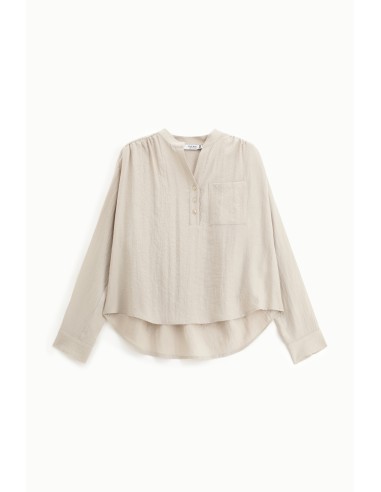 Please Chemisier en satin gauffré coloris Taupe
