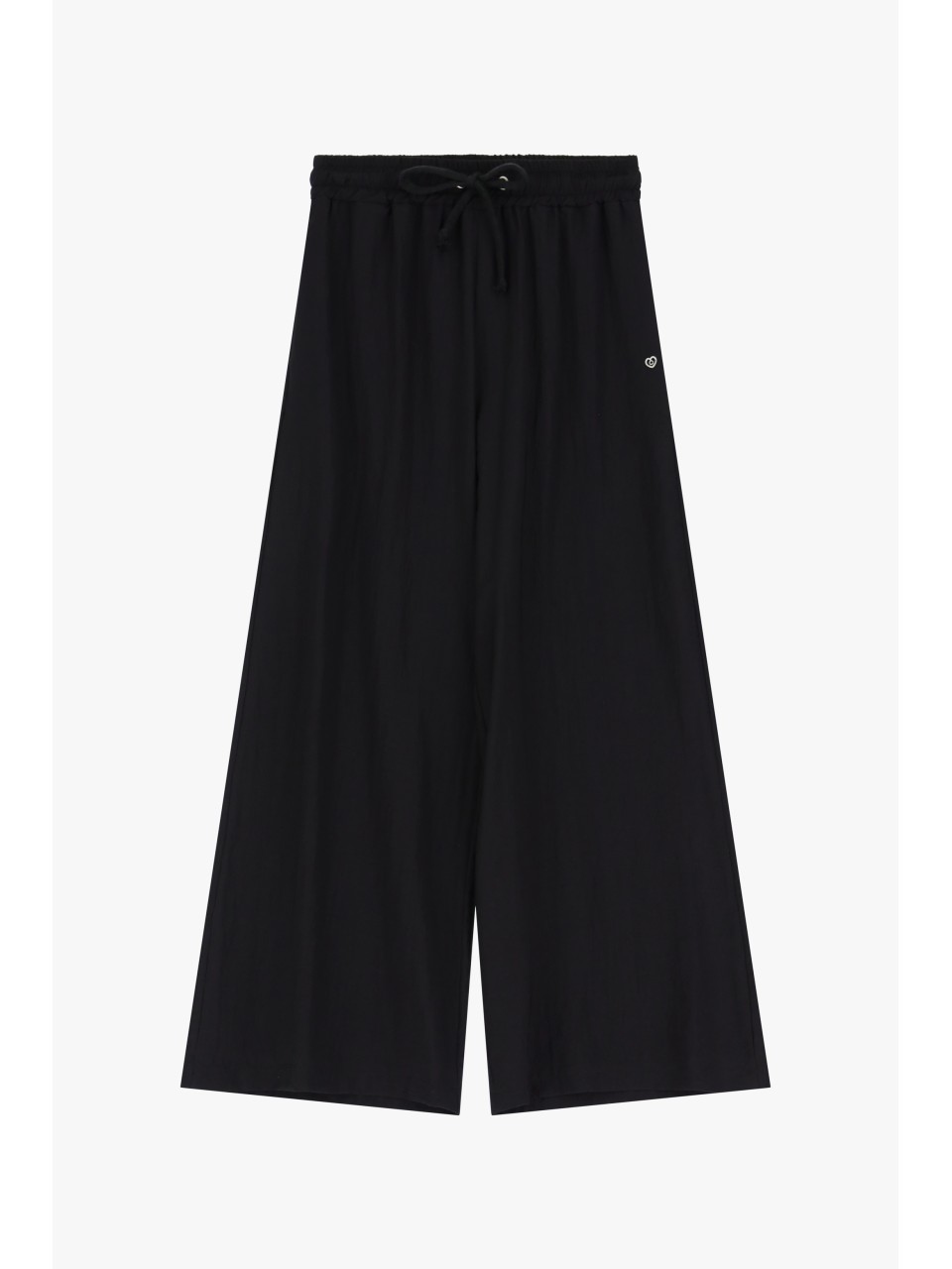 Please Pantalon Large forme Palazzo en crepe gauffré Noir