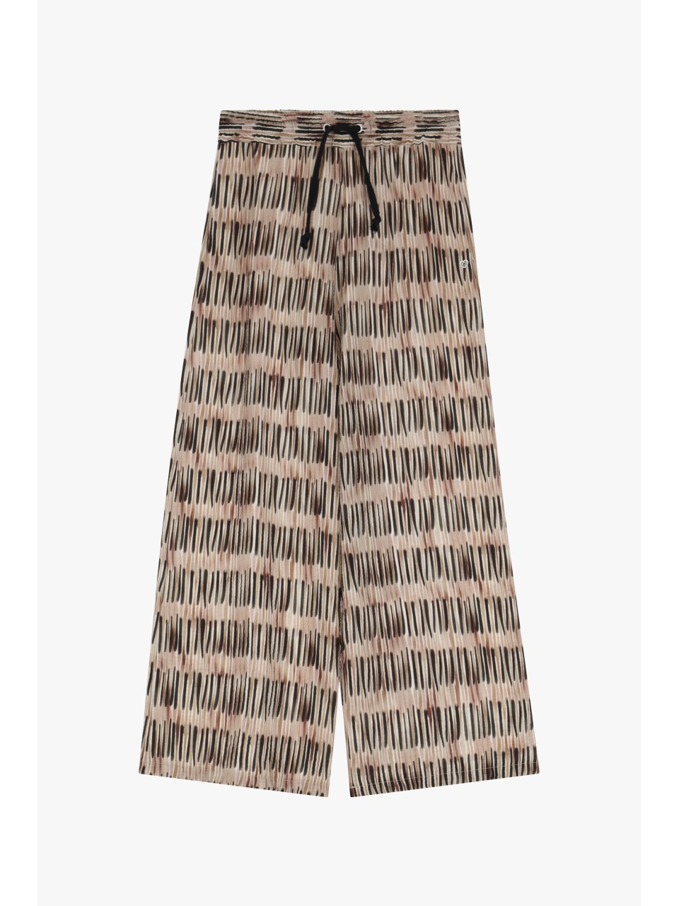 Please Pantalon Large forme Palazzo imprimé Brossé Beige...