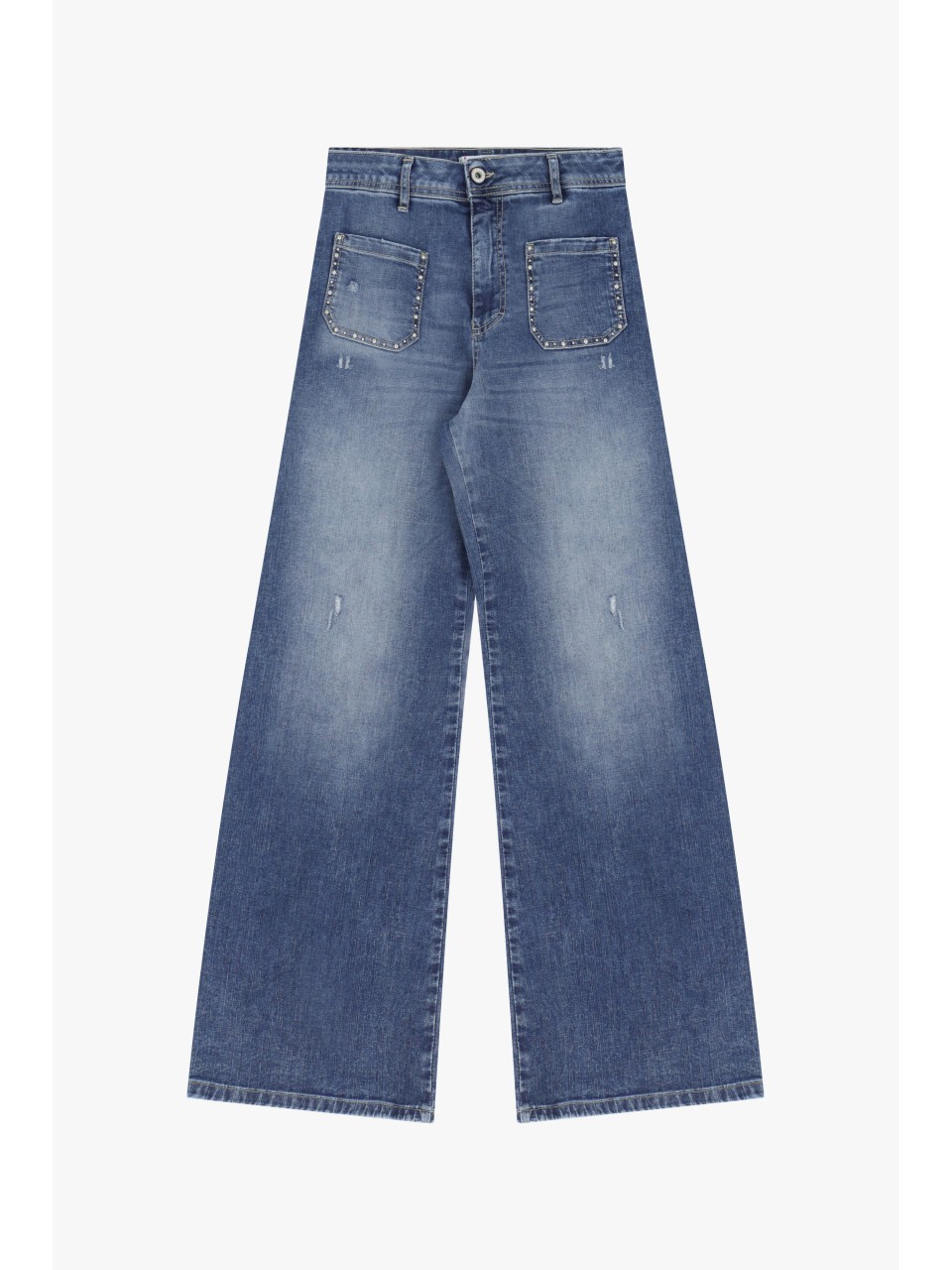 Please Femme Jean Delavé Flare avec poches cloutées