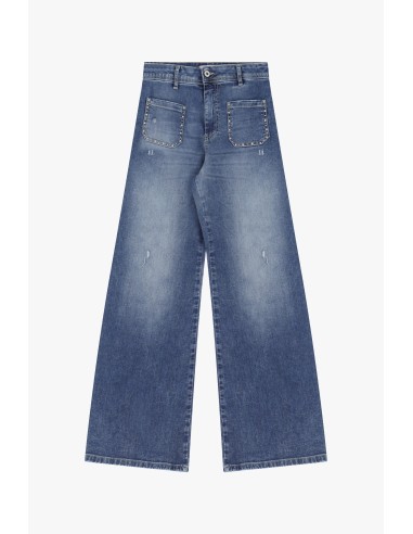 Please Femme Jean Delavé Flare avec poches cloutées