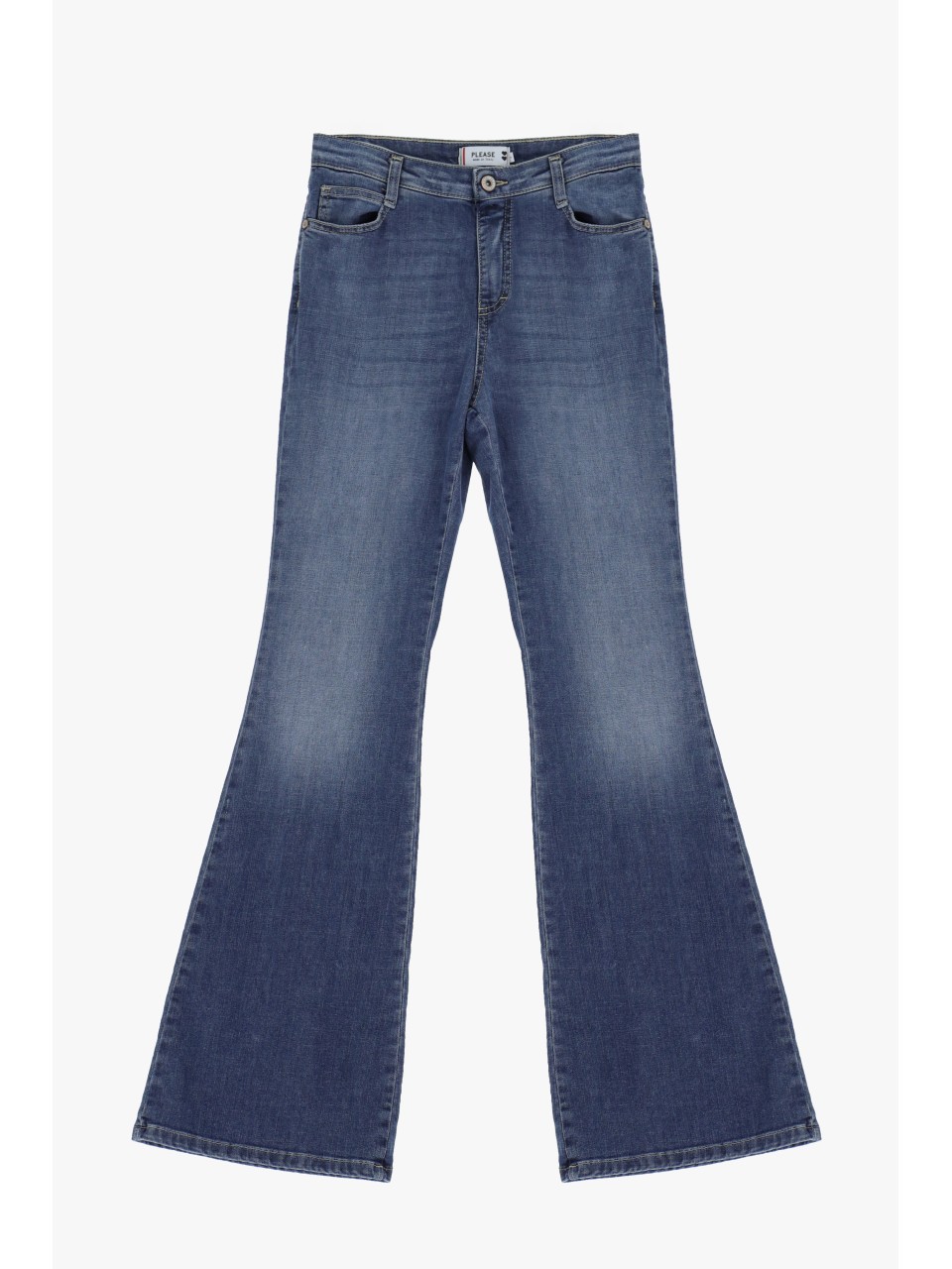 Please Jean Forme evasée en denim delavage Medium Blue