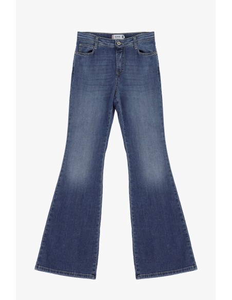 copy of Please Jean Forme evasée en denim delavage Medium Blue